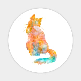 Orange Cat Watercolor Painting Magnet